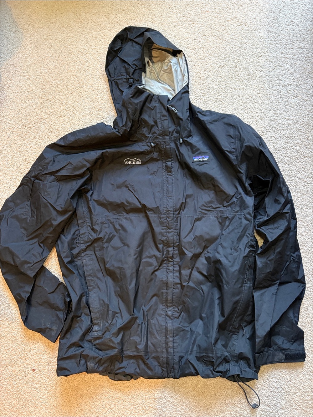 Patagonia Men’s Black Hooded Rain Shell Jacket XL